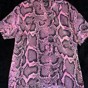 Pink/Black Short Sleeve Button Up Shirt - Forever 21 Men